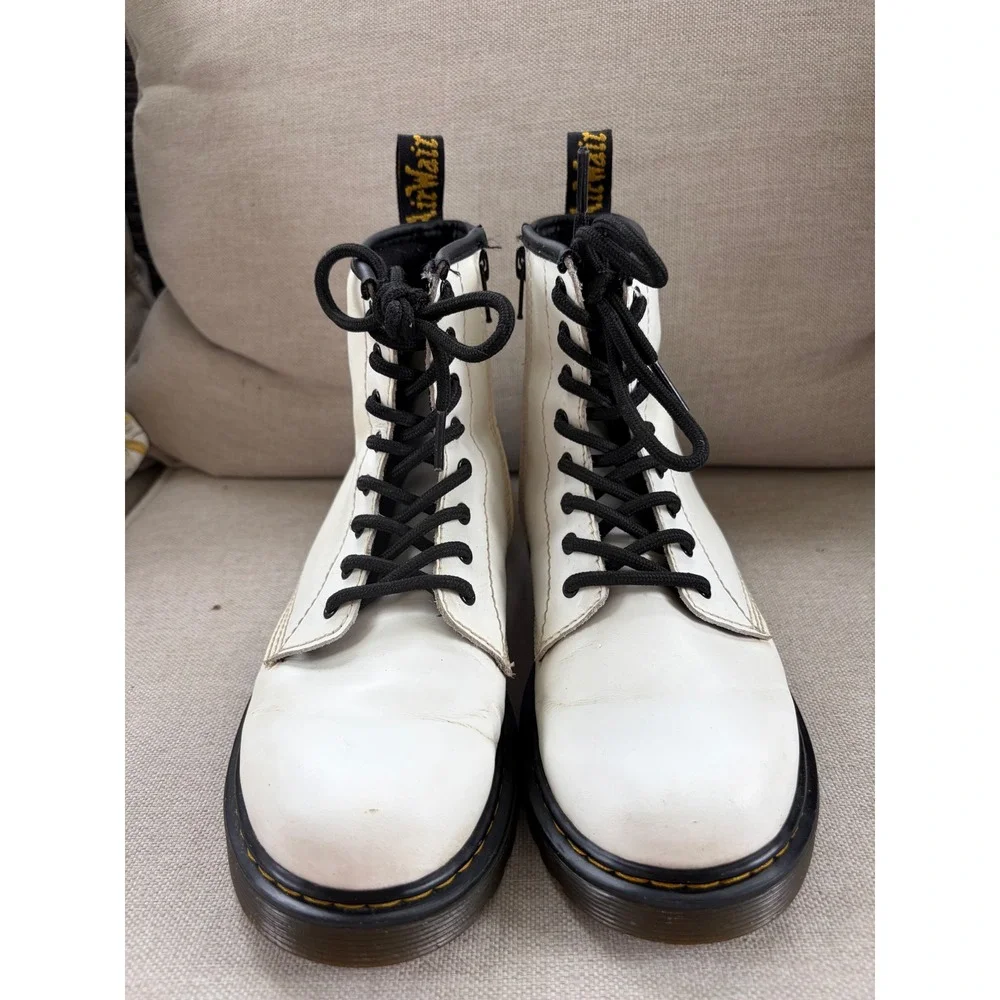 Dr. Martens 1460 J Boots Kids Size 4 US M 5 US L White Good Combat Zip Leather